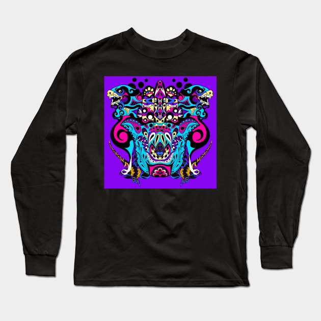 dogs and moths in mandala madness kaiju wallpaper vector art Long Sleeve T-Shirt by jorge_lebeau